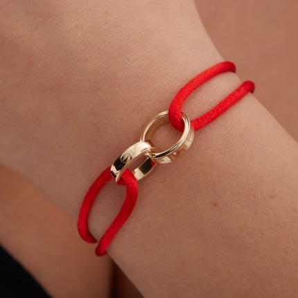 14 Ayar Kırmızı İpli Cartier Altın Bileklik